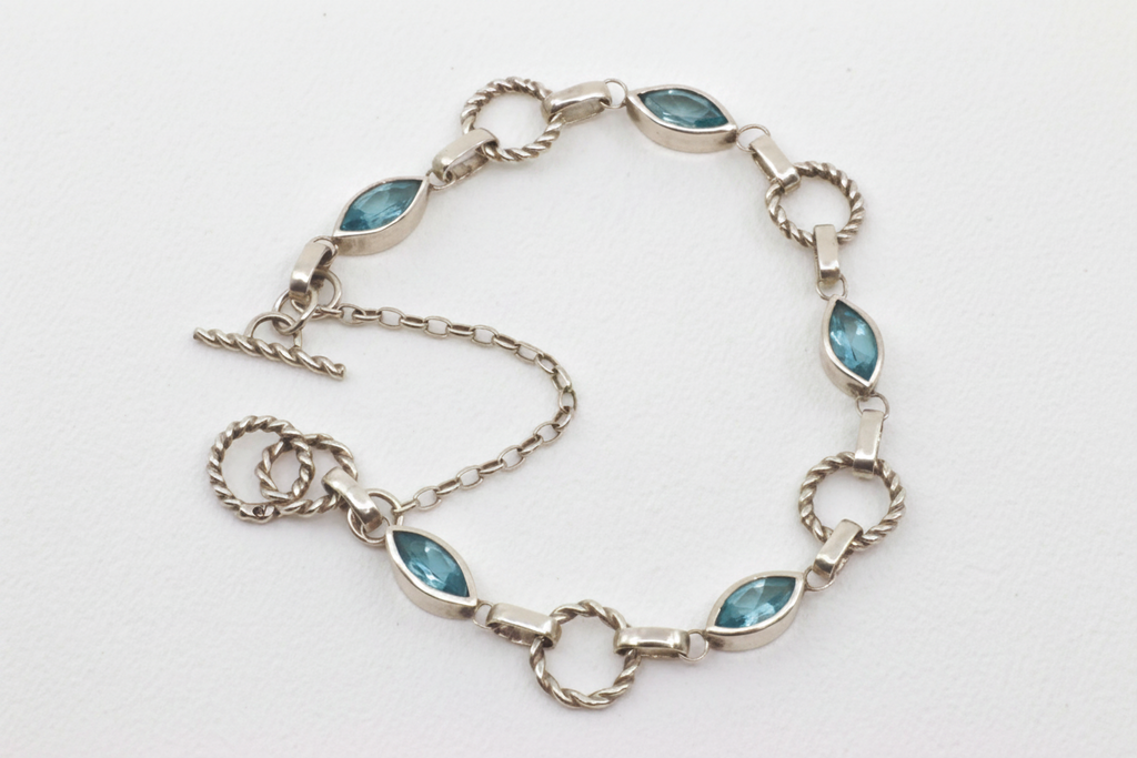 Eye of the Storm Bracelet - Sterling Silver and Swiss Blue Topaz