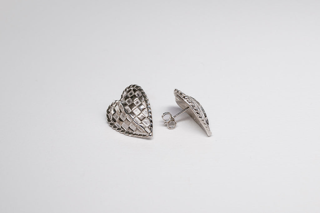 Woven Heart Earrings - Sterling Silver