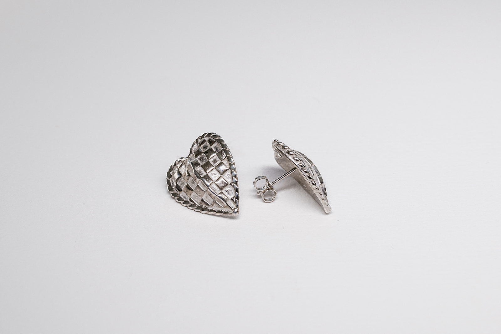 Woven Heart Earrings - Sterling Silver