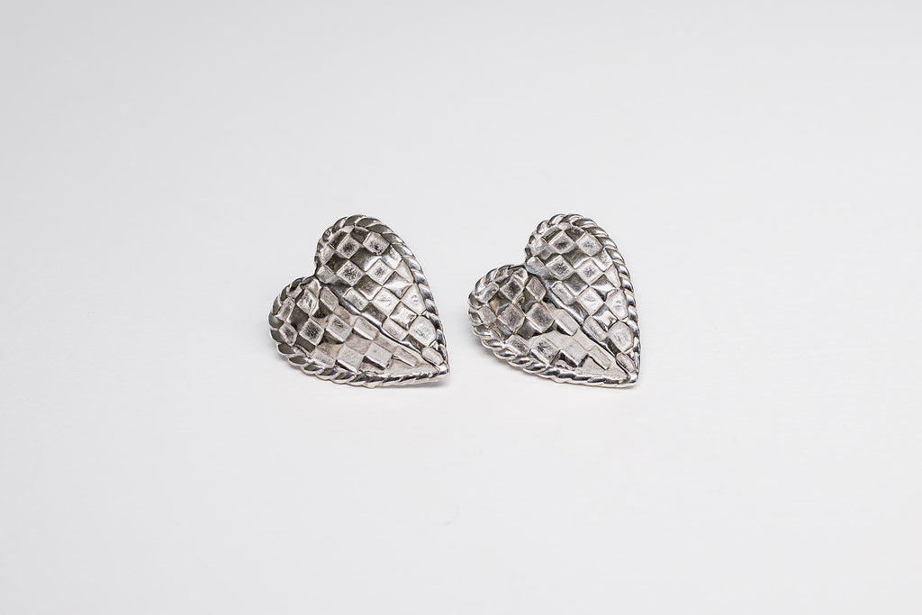 Woven Heart Earrings - Sterling Silver