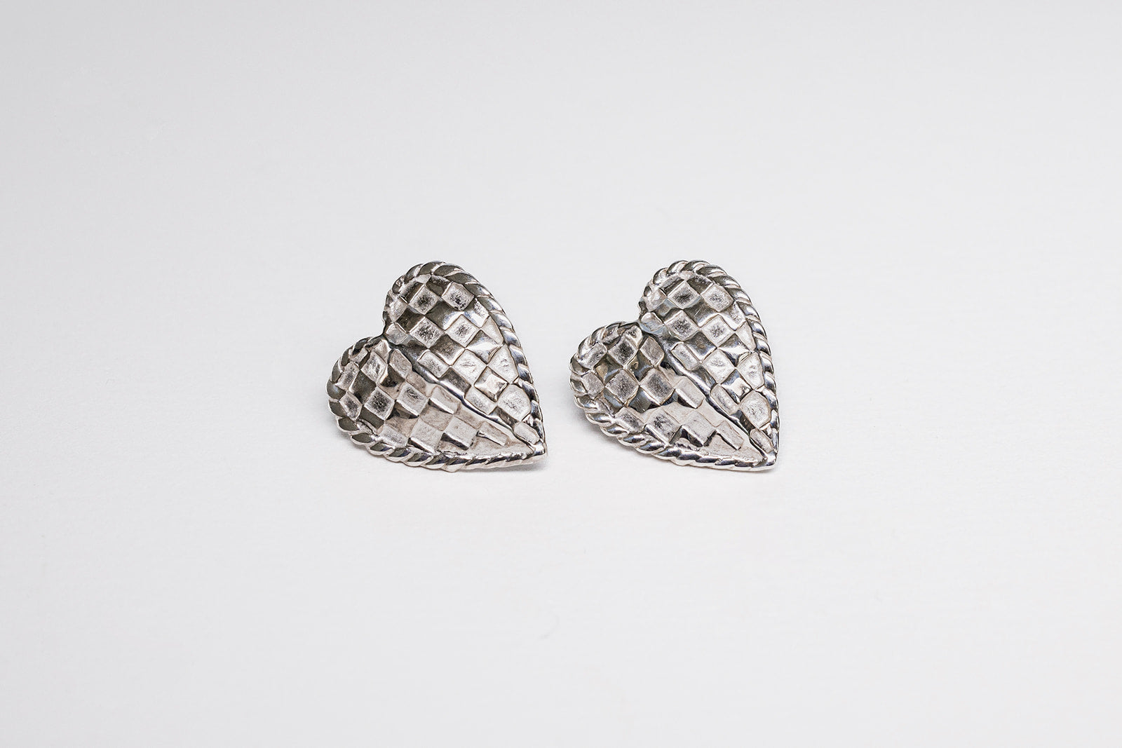 Woven Heart Earrings - Sterling Silver