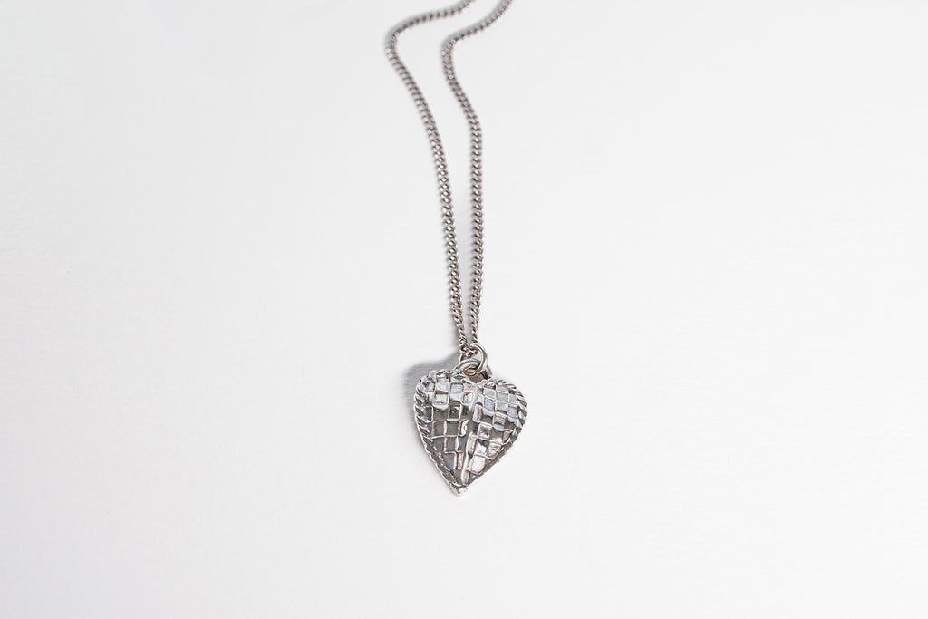 Woven Heart Necklace - Sterling Silver