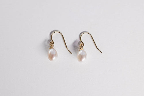 Classic Pearl Drop Earrings (Large) - 9ct Gold & Freshwater Pearl