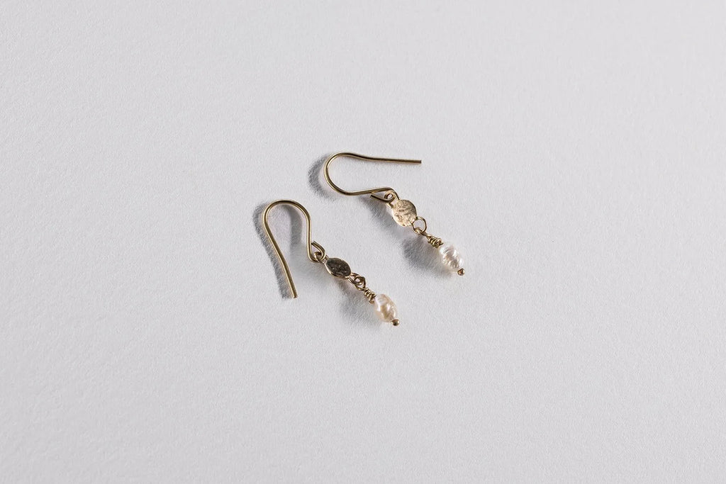 Delicate Pearl Dangle Earrings - 9ct Gold & Freshwater Pearl