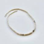 Heishi Shell, Brass and Button Pearl Necklace - Sterling Silver