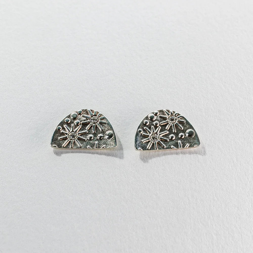 Celestial Stud Earrings - Sterling Silver and Diamond