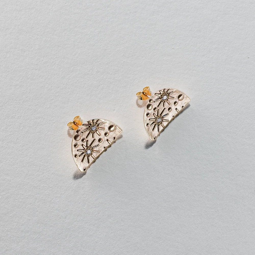 Celestial Stud Earrings - 9ct Gold and Diamond