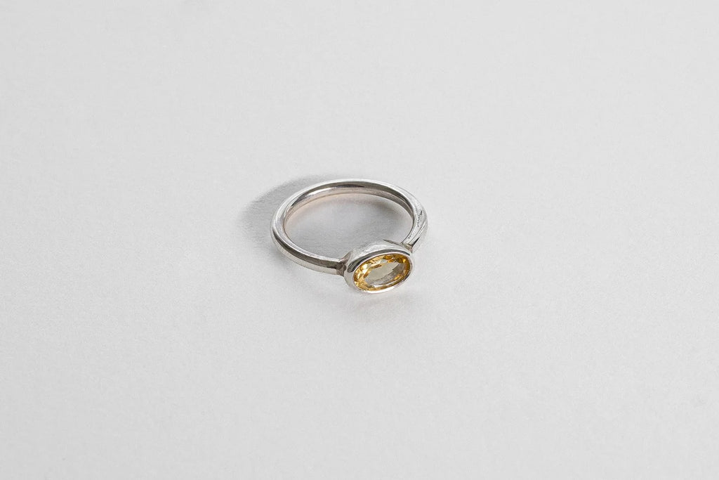 Oval Solitaire Ring - Sterling Silver and Citrine