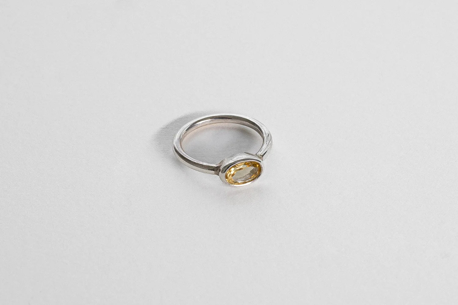 Oval Solitaire Ring - Sterling Silver and Citrine