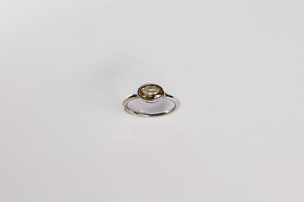 Oval Solitaire Ring - Sterling Silver and Citrine