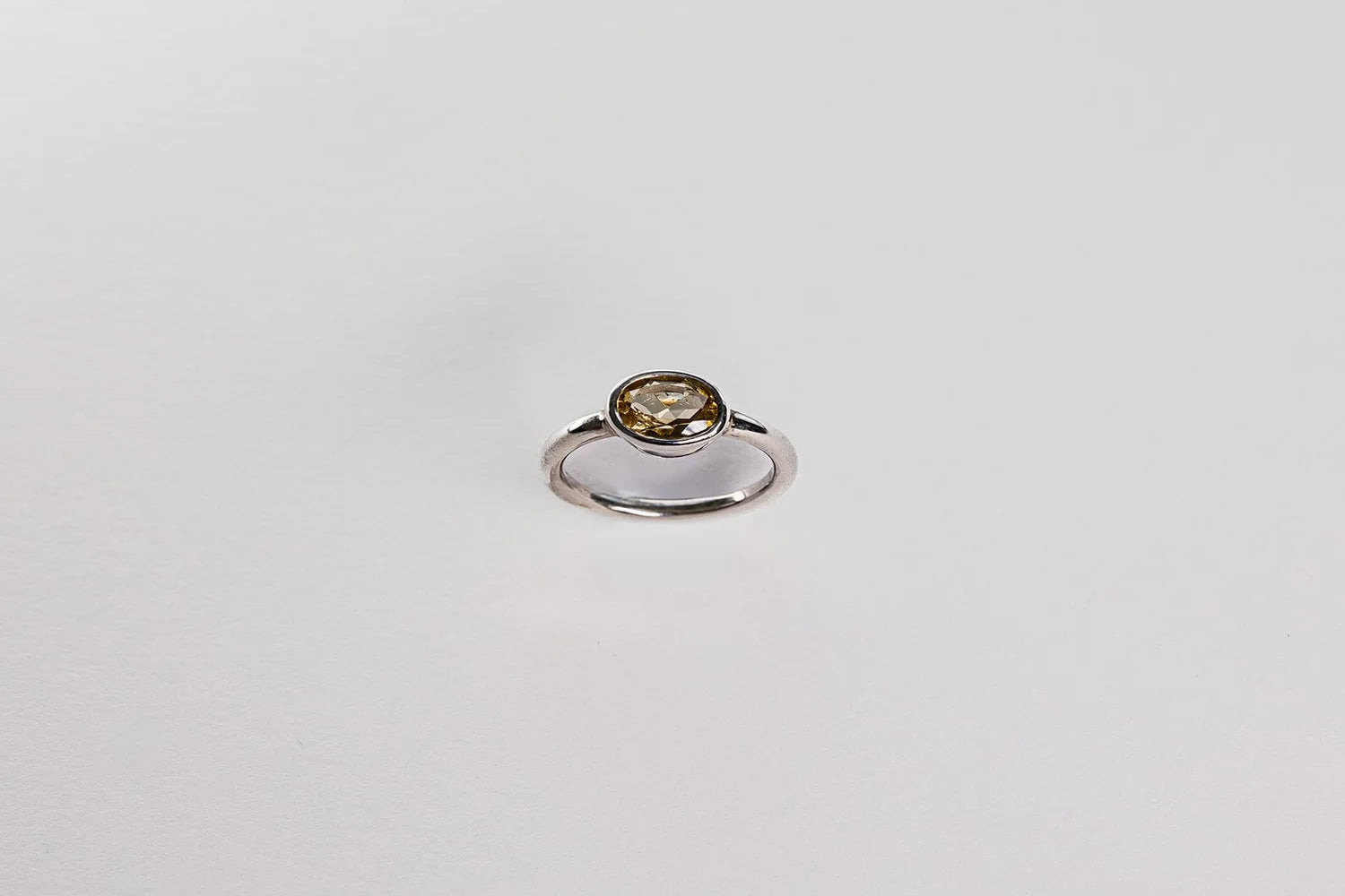 Oval Solitaire Ring - Sterling Silver and Citrine