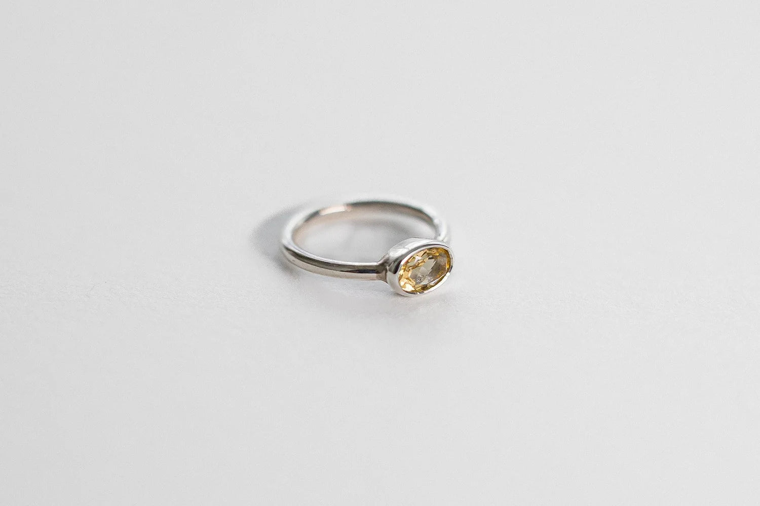 Oval Solitaire Ring - Sterling Silver and Citrine