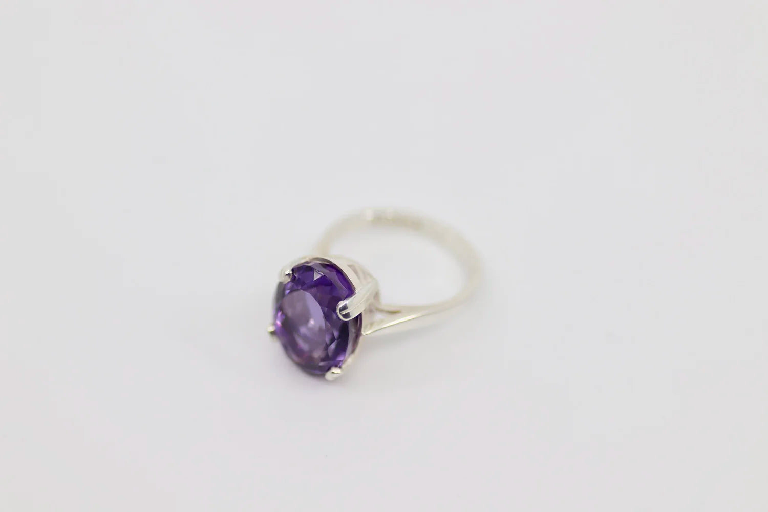 Oval Cut Cocktail Ring - Sterling Silver & Amethyst