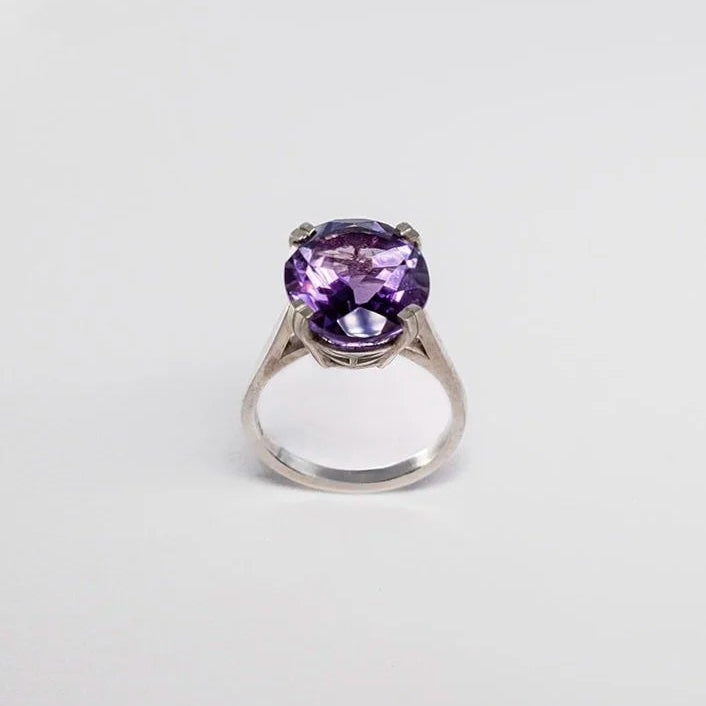 Oval Cut Cocktail Ring - Sterling Silver & Amethyst