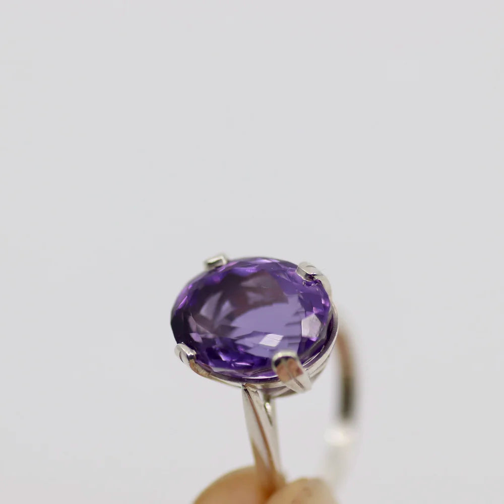 Oval Cut Cocktail Ring - Sterling Silver & Amethyst