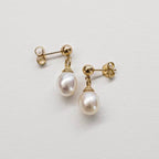 Pearl Drop Stud Earrings - 9ct Gold & Freshwater Pearl