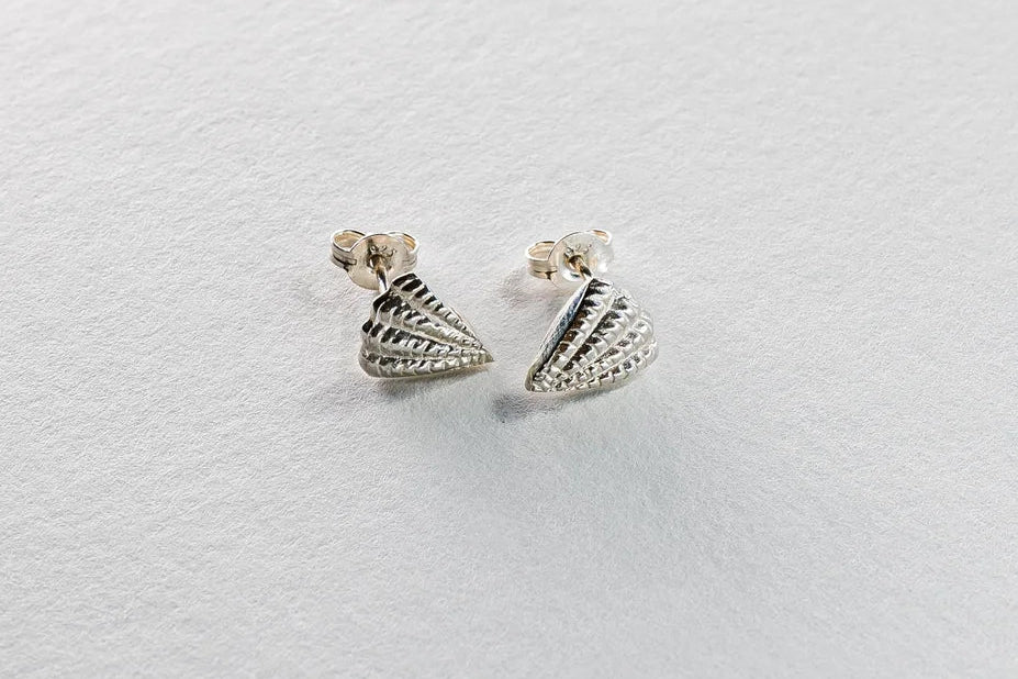 Scallop Stud Earrings - Sterling Silver
