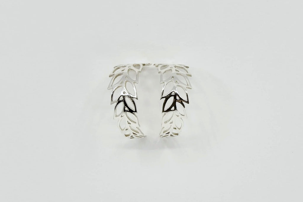 Fern Hoop Earrings - Sterling Silver