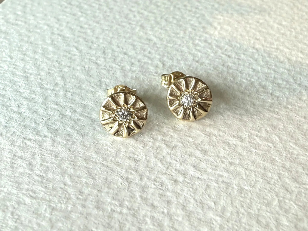Solara Stud Earrings - 9ct Gold & Diamond