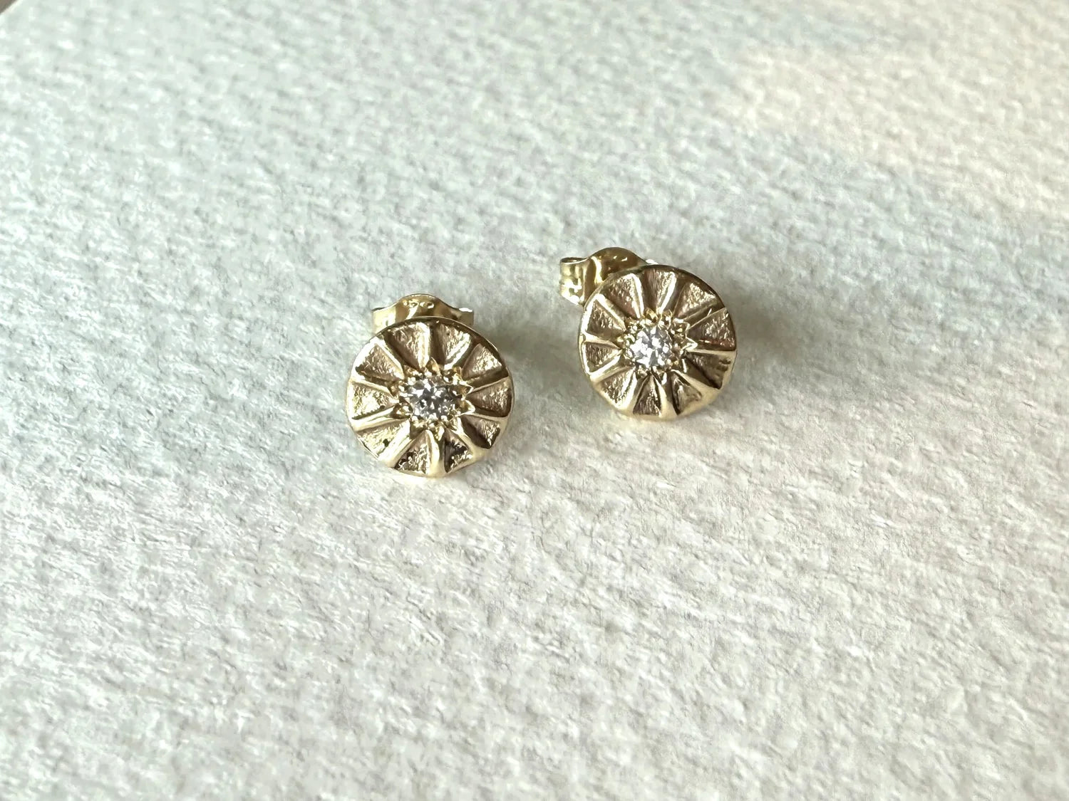 Solara Stud Earrings - 9ct Gold & Diamond
